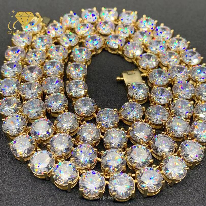 Designer 8mm Vvs Lab Moissanite 925 Silver Diamond Big Iced Out 10k 14k Gold Plated Tennis Chain Set Bracelet Necklace Mens