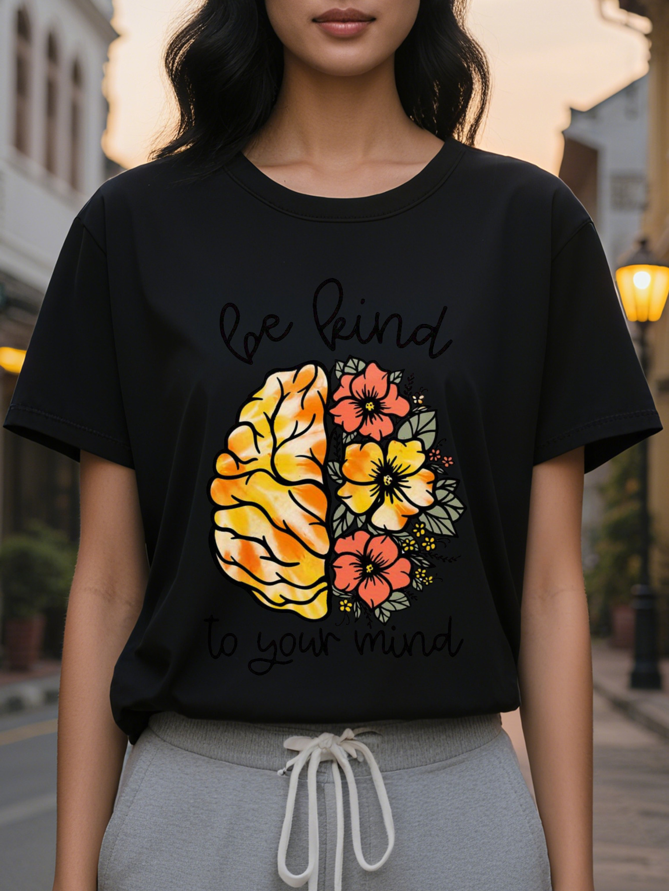 Women's Be Kind Inspirational T-Shirt Elegant Summer Round Neck Short Sleeves Colorful Design Cotton