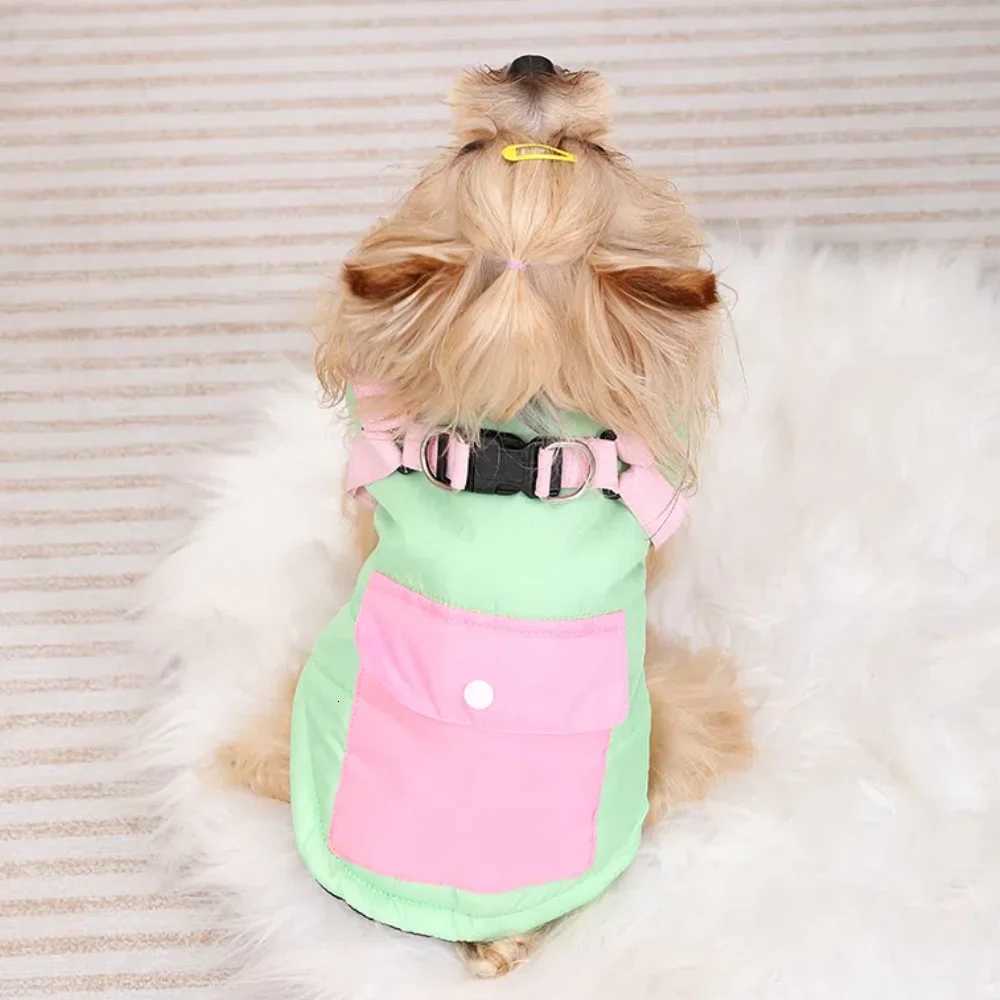 Cute Dog Clothes for Small Medium Dogs Warm Winter Pet et with Harness Pocket Windproof Puppy Coat Pets Yorkshire Outfits W250904
