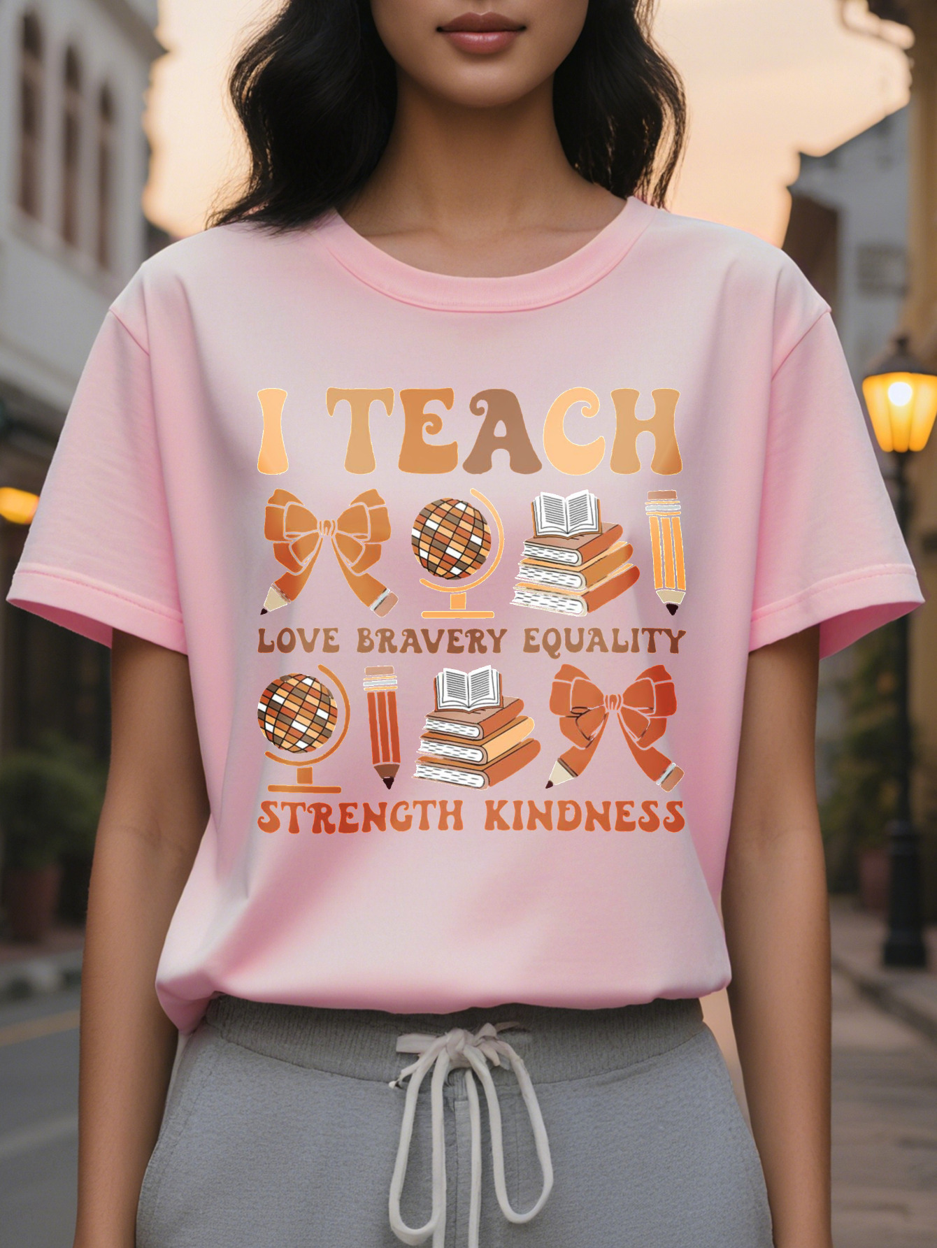 Women's I Teach T-shirt Short Sleeve Summer Top with Inspirational Message Black Casual Round Neck Shirt Made