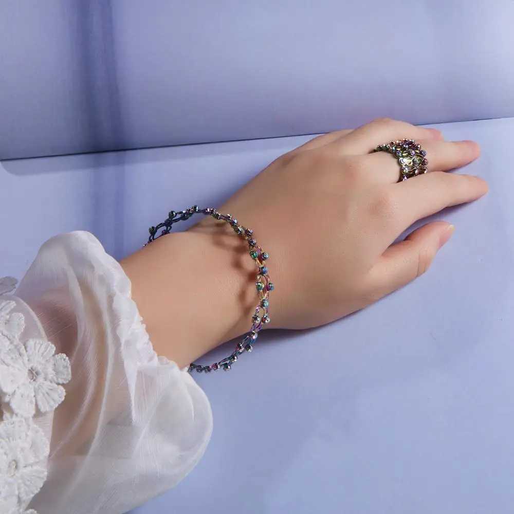 2 In 1 Magic Retractable Ring Bracelet Creative Stretchable Twist Folding Ring Crystal Rhinestone Bracelets Women Jewelry GiftXJ250904