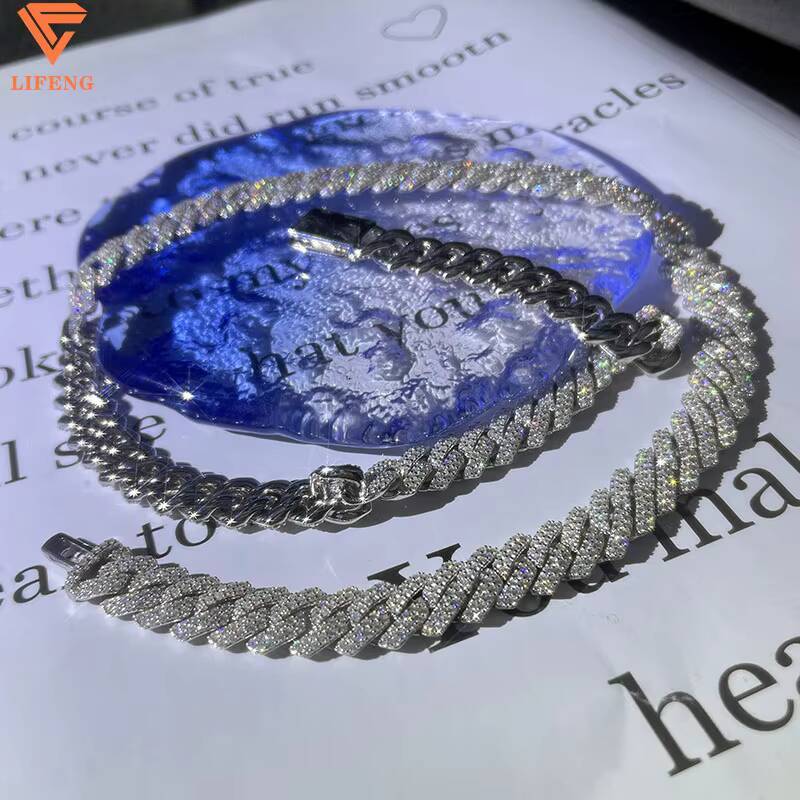 Hot Sale 10mm S925 Silver Cuban Link Chain VVS Moissanite Iced Necklace GRA Certificate Hip Hop Jewelry Featuring Diamond Gold