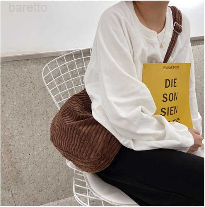 Women Small Corduroy Hobo Bag Wide Strap Crossbody Bag Shoulder Bag Casual Handbag Daily Bag M250903