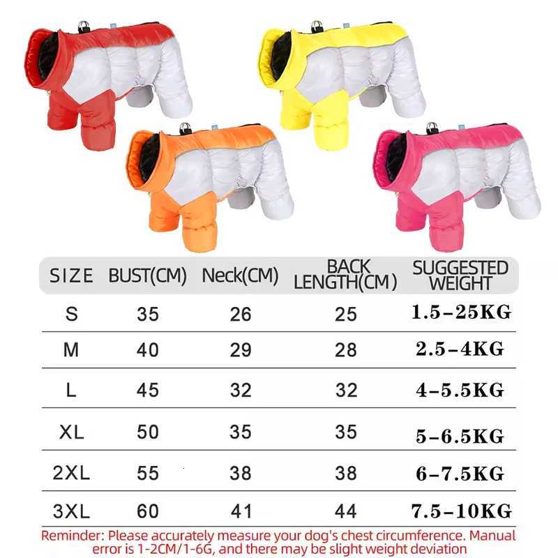 Winter Pet Warm Big Dog Cotton Clothing With Reflective Strap Waterproof Dog Jumpsuit for Small Medium Large Dogs Clothes W250904