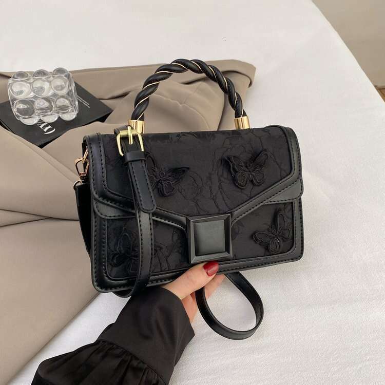 DHEssentials 2025 Butterfly Embroidered Square Bag Minimalist Luxury Shoulder Purse