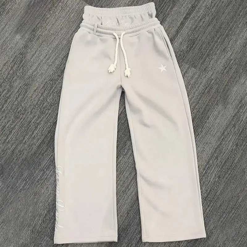 Double Waisted Sweatpants Men Y2k Baggy Sweatpants Drawstring Wide Leg Gym Workout Pants Loose Vintage Grunge PantsXJ250904