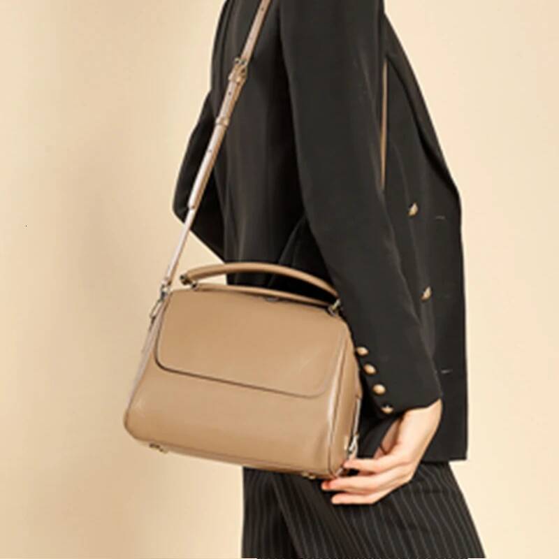 Toptrends 100% Genuine Leather Boston Shoulder Crossbody Bags For Women 2025 Designer Pillow Tote Satchel Ladies Handbags