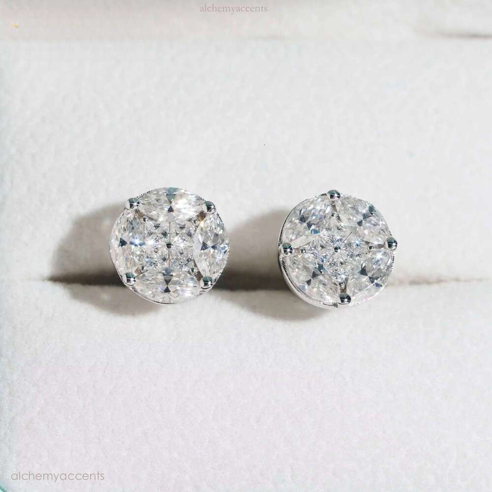 Pass Dia Tester Sterling Sier Hip Hop Stud High Quality Iced Out Vvs Moissanite Earrings