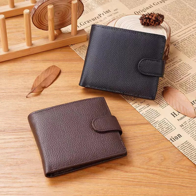 ISKYBOB Mens Wallet Multiple Card Slots IDCredit Card Holder Fashion Vintage Business Coin Purses Snap Leather Male Wallets 250904