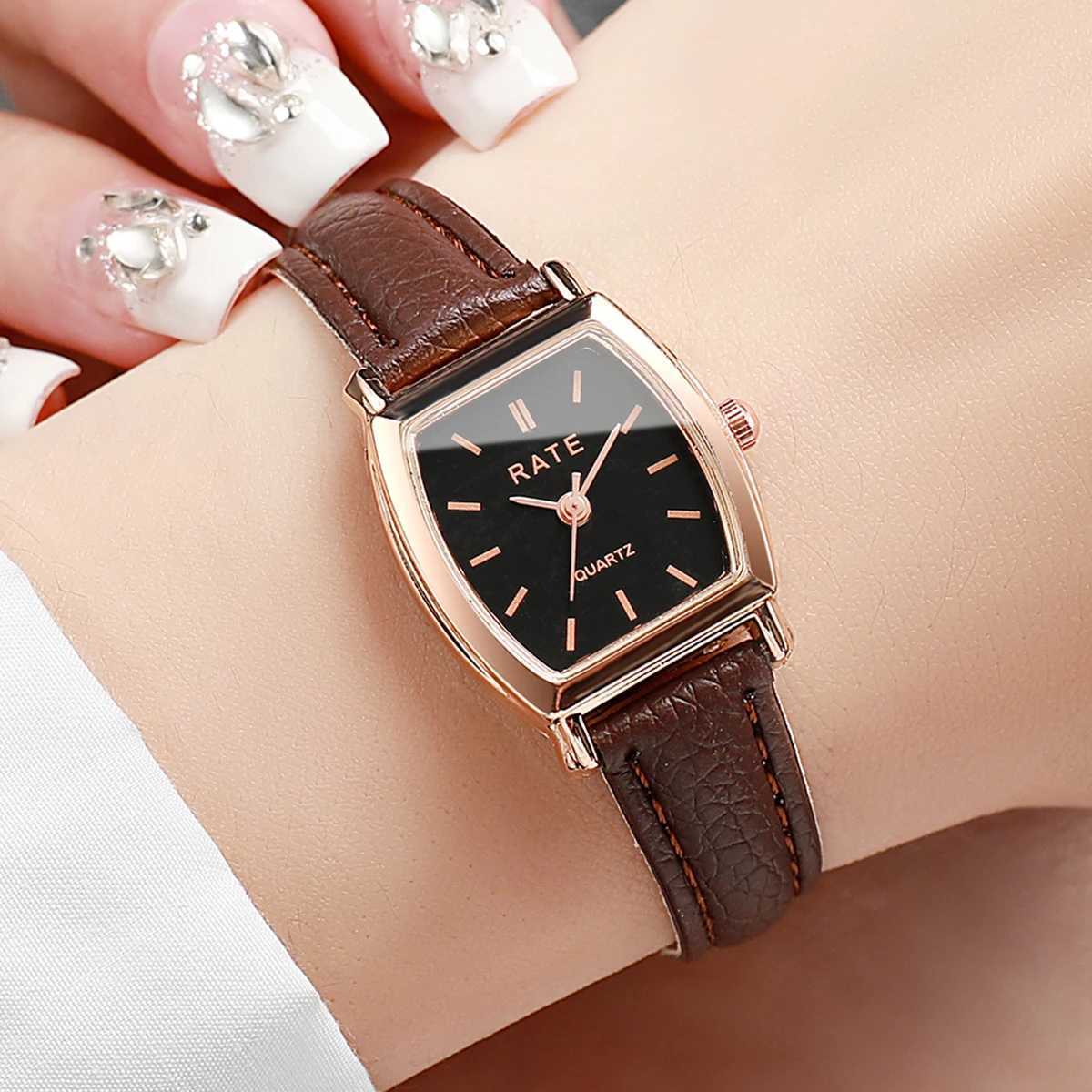 5PCSSet Fashion Small Dial Wen Watches Casual Leather Band Analog Quartz Watch Reloj Mujer Girls Clock GiftWithout Box X250904