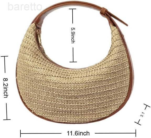 Straw Crossbody Shoulder BagBeach Woven Hobo Bag Shoulder Underarm Bag Chic Crescent Purses with Adjustable Straps M250903