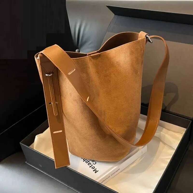 NIGEDU Women Bucket Matte Leather Female Messenger Crossbody Bag Wide Strap Shoulder Bag For Lady Handbag Bolsos