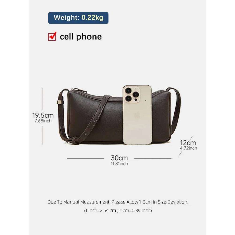 Zency Two-layer Cowhide Vintage Women's Handbag Lightweight Shoulder Crossbody Versatile Soft Summer Phone Bag for Shopping Work