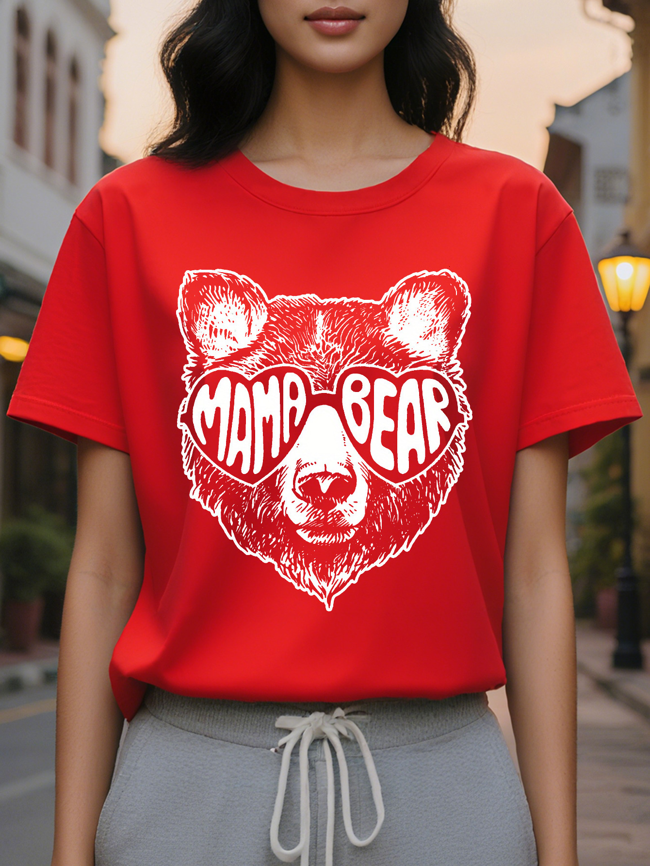 Women's pattern vest casual summer sleeveless round neck black with white design animal bear very suitable for