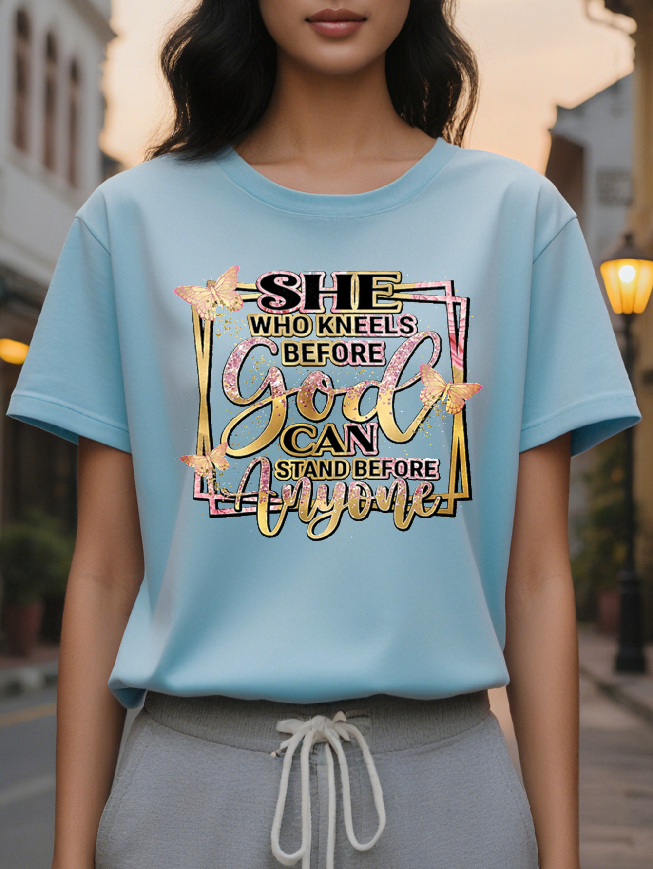 Large XL Letter Print Crew Neck Casual Short Sleeve T-Shirt for Spring Summer Women's Clothing Plus Size