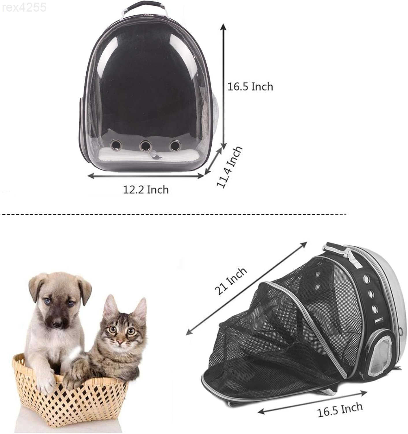 Cat Carrier Backpack Dog Backpack Ventilate Pet Cats Puppy Dogs Birds Bunny Backpack for Travel Indoor Outdoor UseBlackW250904