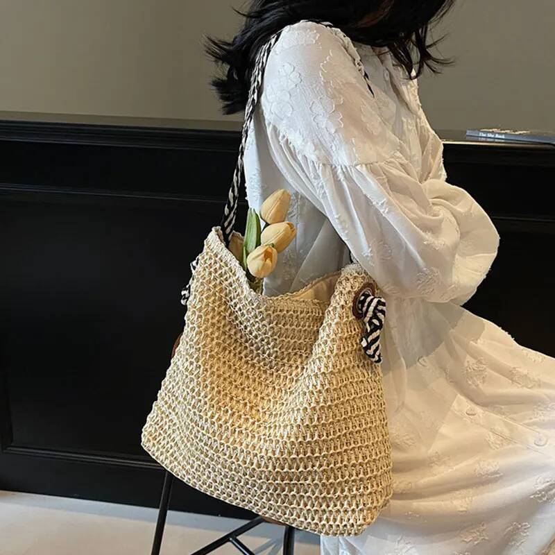 Straw Woven Beach for Women Fashion Large Capacity Travel Vacation Women's Shoulder Bag Summer New Casual Female Handbags