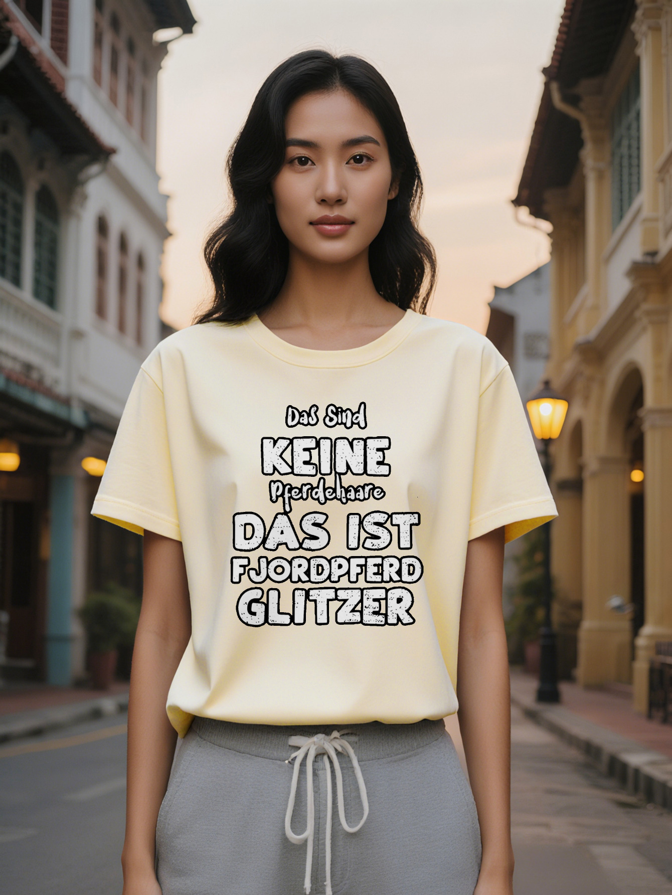 Large XL Lady Crew Neck T-Shirt with Inspirational German Quote Print Soft Fabric Regular Fit Short Sleeve Summer Essential Plus Size