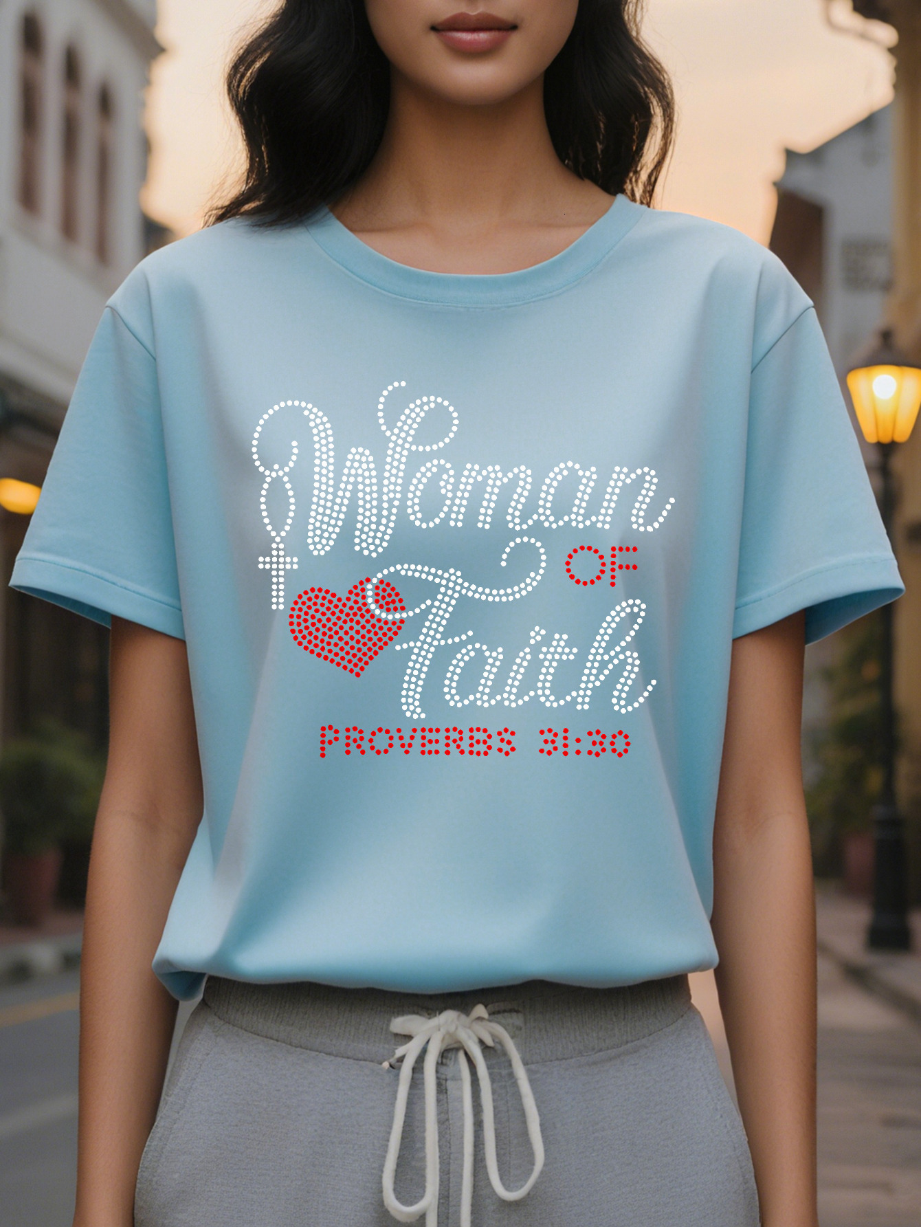 WOMAN Distinctive Fashion Printed Round Neck Short Sleeve T-shirt Spring and Summer High-end Slimming Women's Clothing