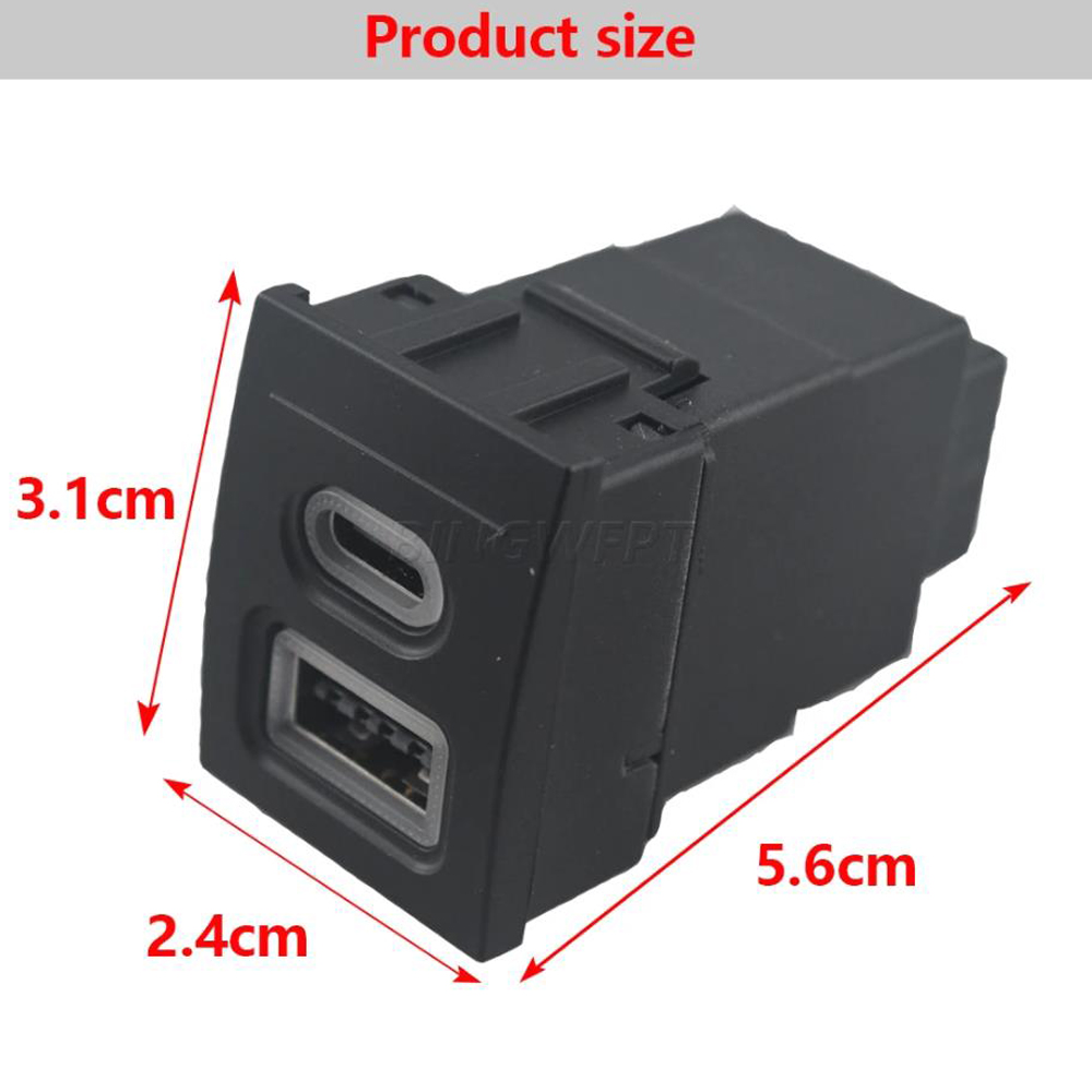 1Pcs For VW Volkswagen Polo 9n polo 9n3 2004-2011 Car Phone Charger Socket Double QC3.0 Type C PD USB Charging Power Adapter