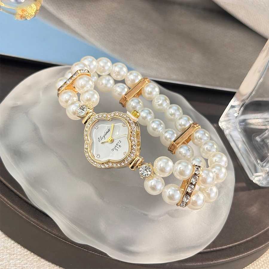 Classic Diamond Encrusted WATCH Case Lazy Elastic Pearl Bracelet Fashion Quartz WATCH X250904