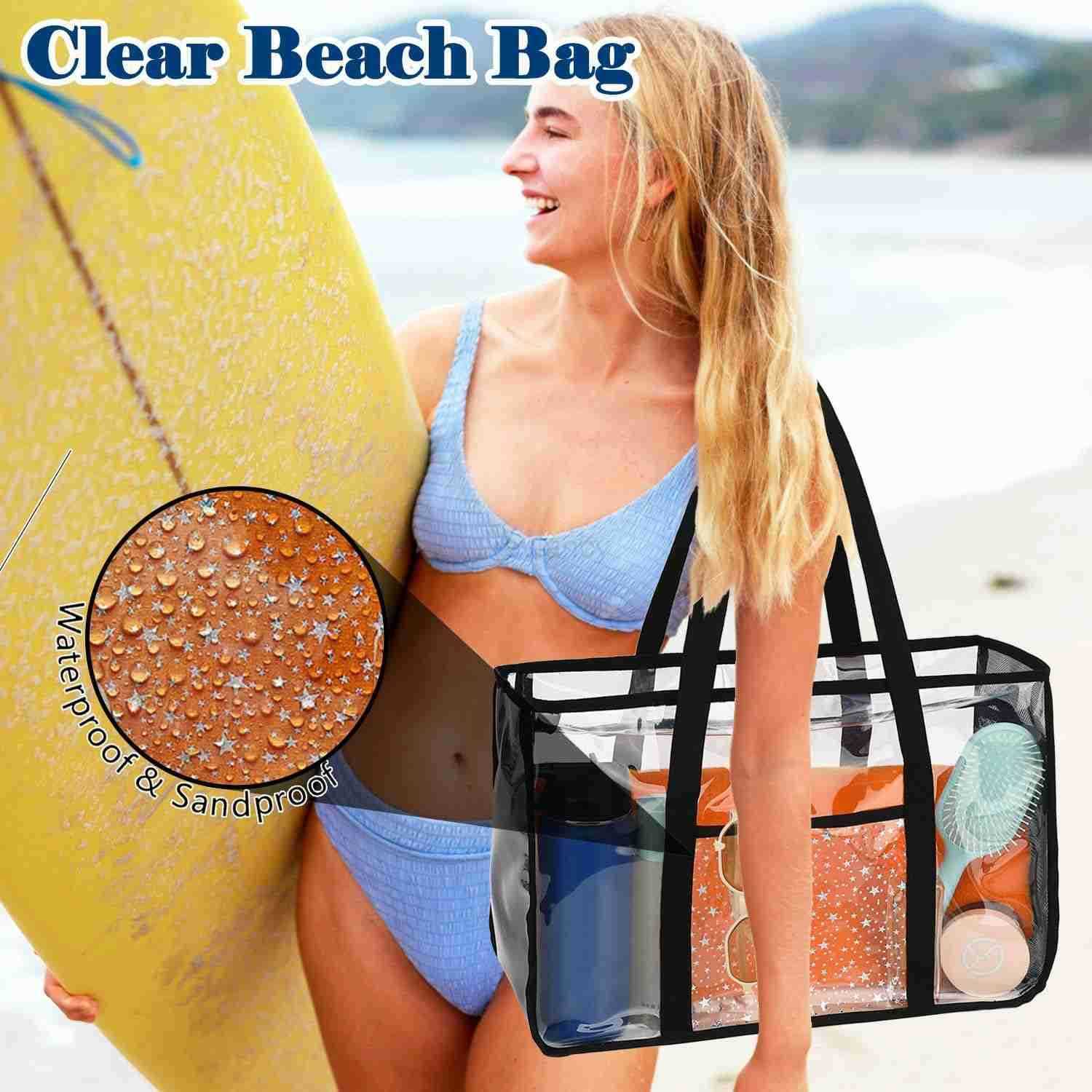 Bag for Women Large Pool Tote Cruise Vacation Essentials Zipper Closure Waterproof SandproofW250904