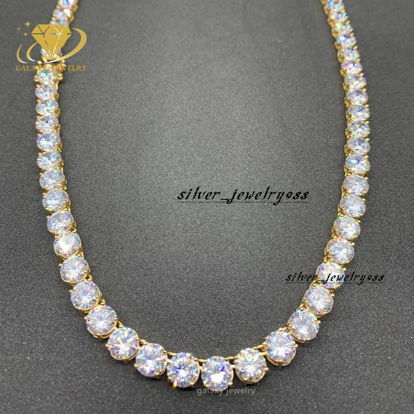 Designer 8mm Vvs Lab Moissanite 925 Silver Diamond Big Iced Out 10k 14k Gold Plated Tennis Chain Set Bracelet Necklace Mens