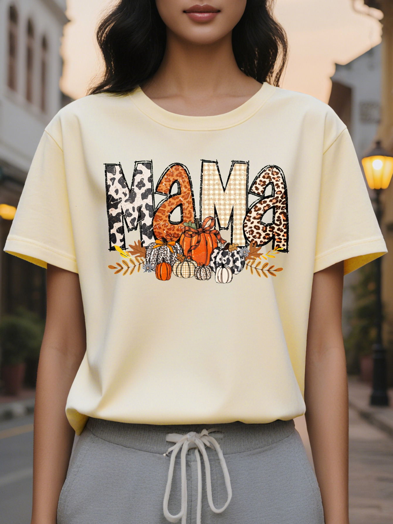 Large XL Women's Halloween Fashion Round Neck Loose Fit Printed Sweatshirt Plus Size