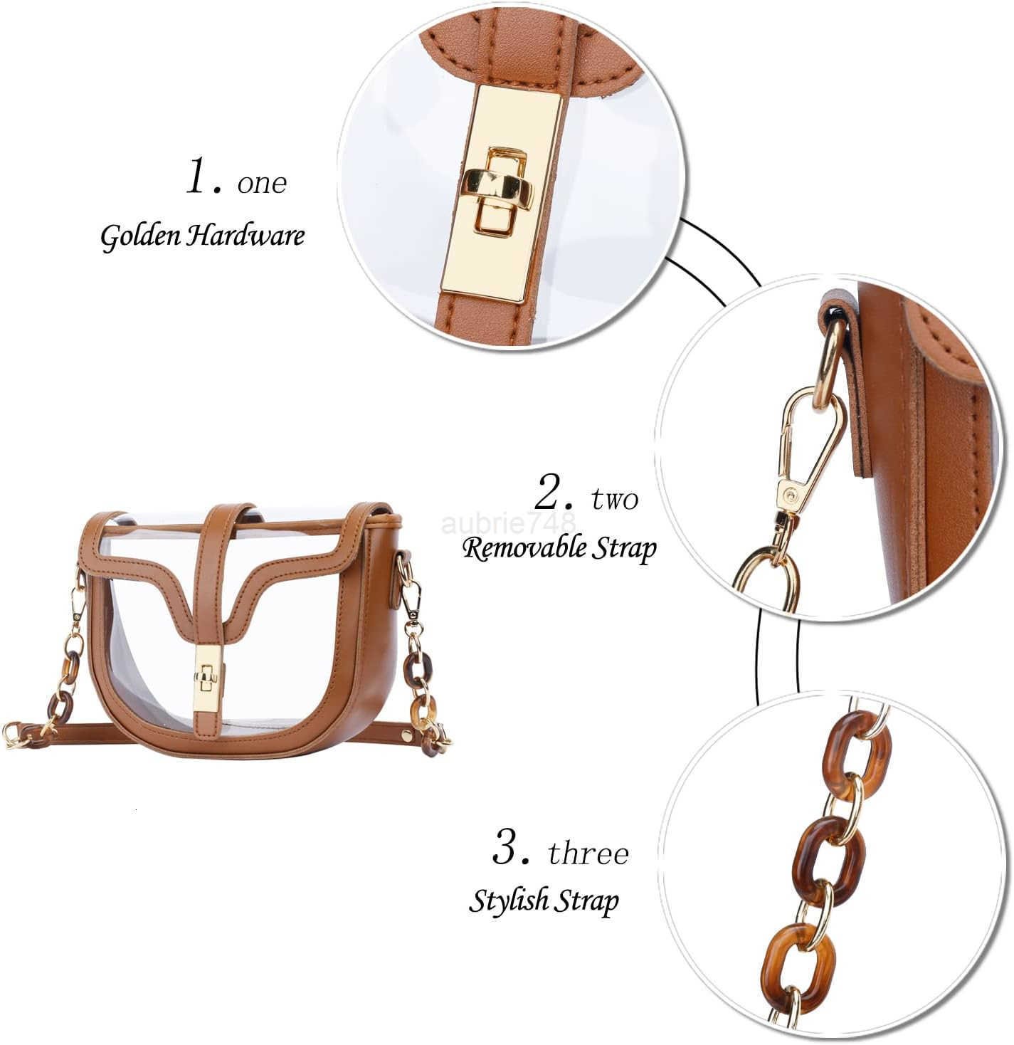 Clear Crossbody Bag for Women Stadium Approved Vegan Leather Concert Shoulder Sports SeeThrough Purse M250904