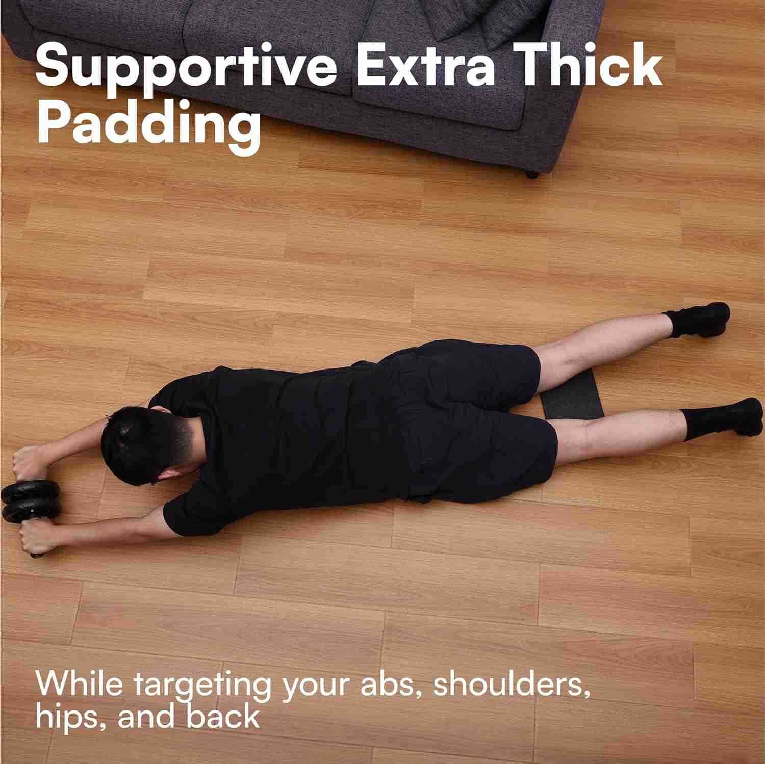 Ab Roller Wheel For Abs Workout Abdominal Core Exercise Equipment With Extra Thick Knee Pad Mat wDual Glide Wheels Abs Roller Wheel Home Workout Abs E