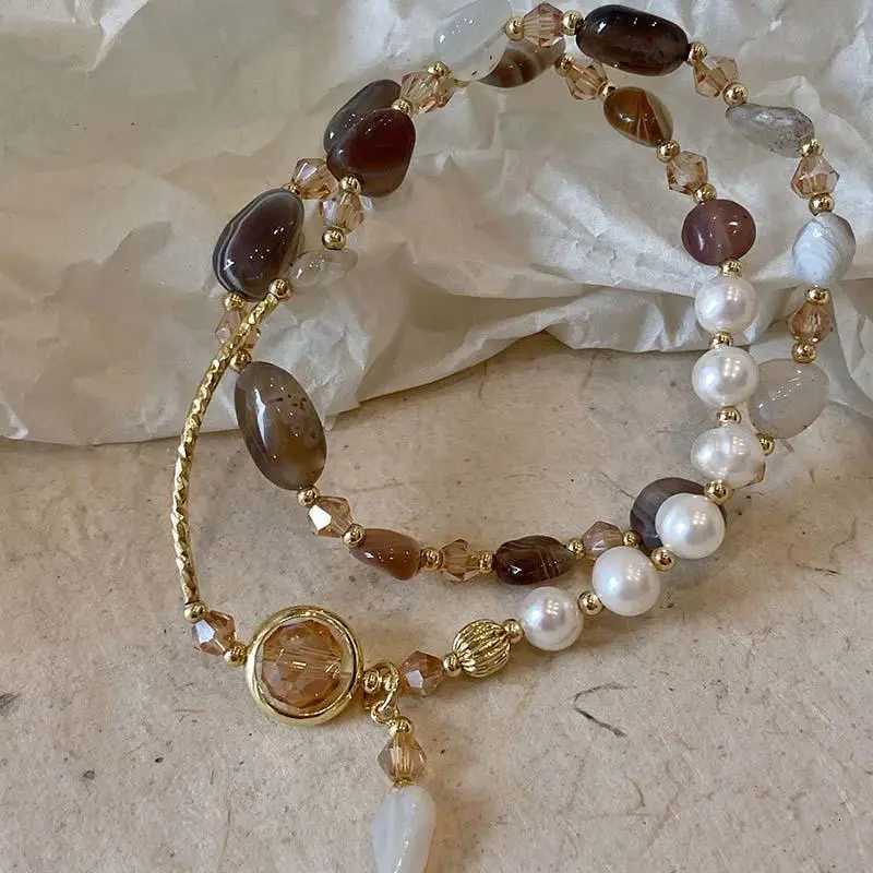 Fashion Double Layered Crystal Pearl Splicing Beaded Bracelets for Women Ethnic Crystal Beads Wr Bracelet Bangle Jewelry GiftsXJ250904