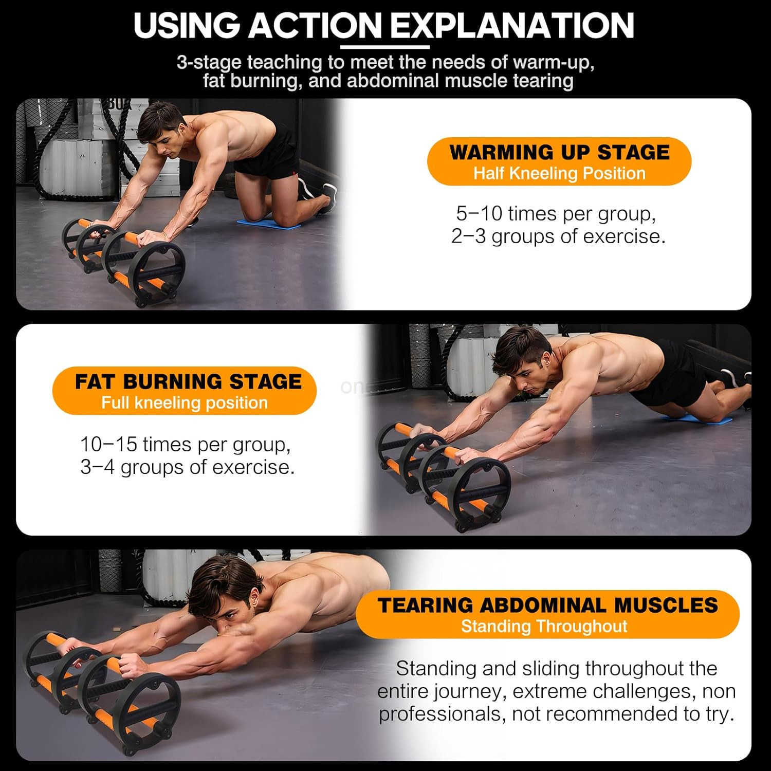 Ab Wheel Roller Kit with PushUp Bar Push Up Wheel for Abs Workout Multifunctional Abdominal Exercise Roller Home Gym Equipment Core Strength Workout A