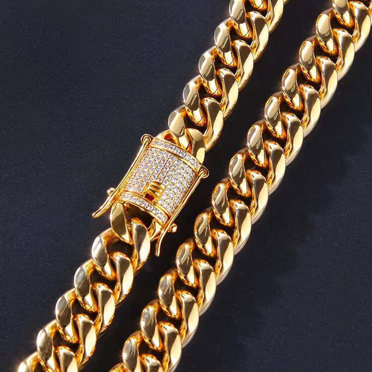 Iced Out Moissanite Cuban Chain Bracelet Necklace Mens Hip Hop Jewelry Brass Material Moissanite Clasp Cuban Link Chain Necklace