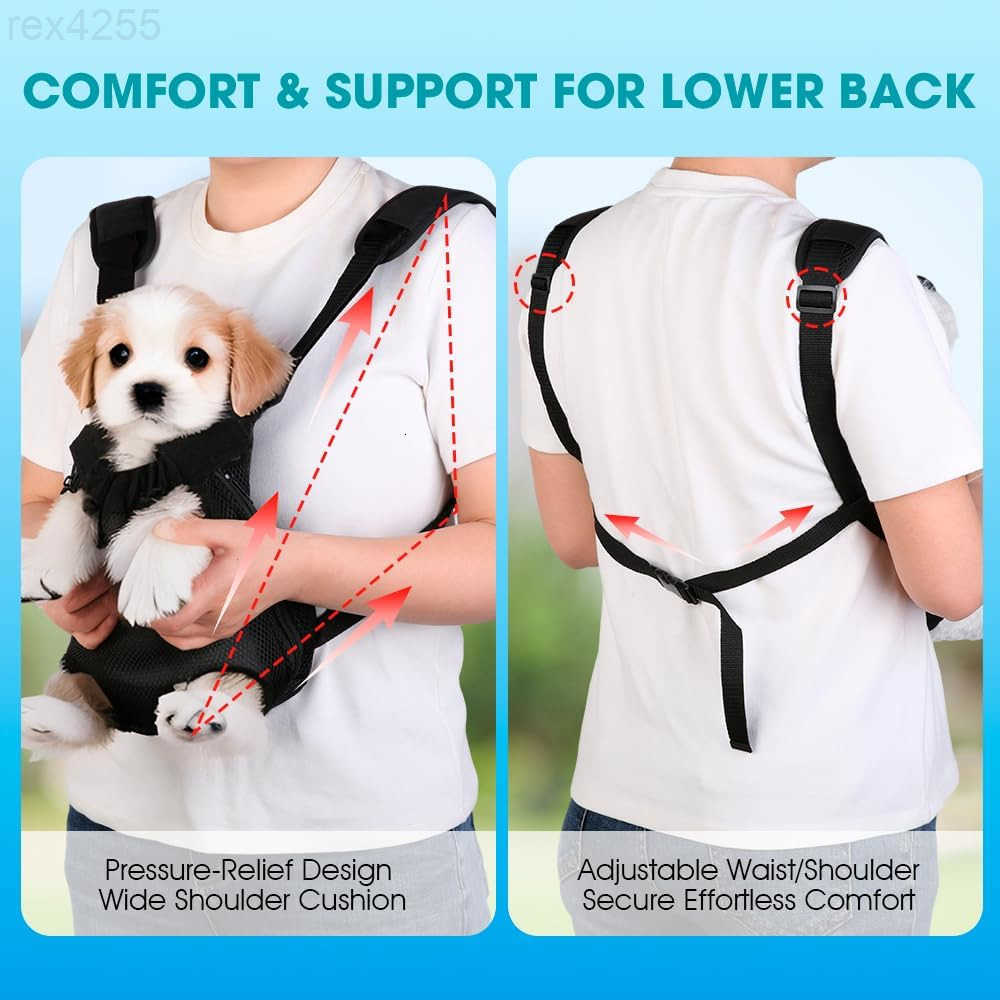 Dog Backpack Carrier Adjustable Pet Front Carriers Legs Out Carrying Sling Travel Bag for Small Medium Dogs 47 Lbs Soft Wearable Puppy Chest Carry Bac