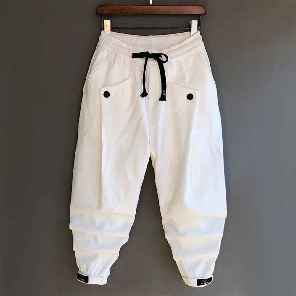 2025 Spring Thin Sweatpants MenS Casual SlimFitting Pants Solid Color Loose Wide Crotch Harem Pants Trendy Pleated LeggingsXJ250904