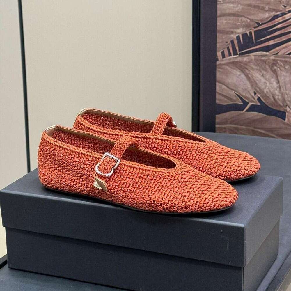 Sheepskin Version ~ Designer Shoe One-Strap Flat Handwoven Ballet Genuine Leather Shallow Mouth Mary Jane Single Shoes for Women Trendy