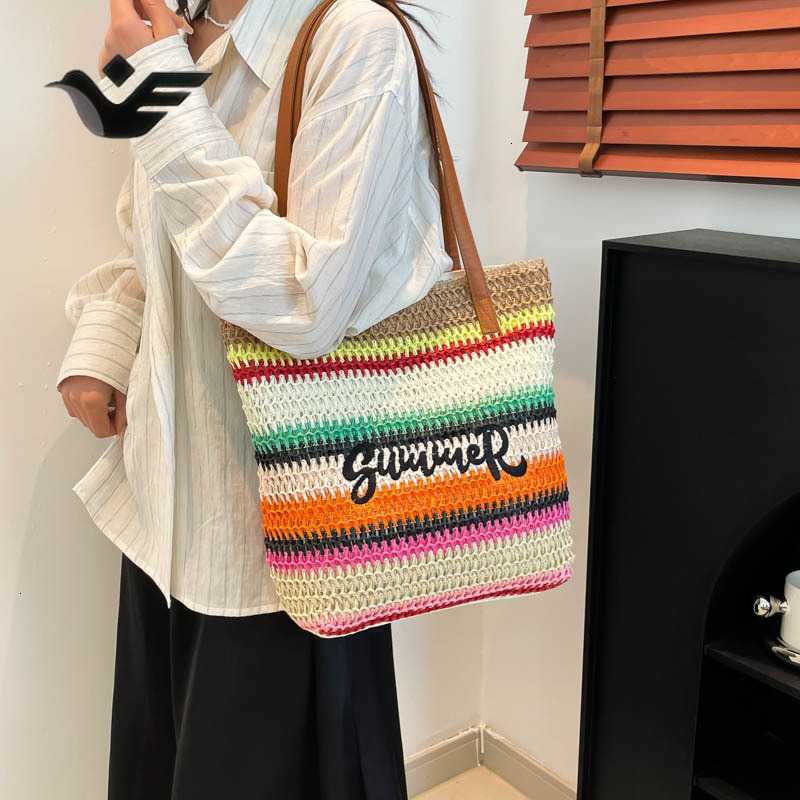 Feiyan Free Shipping New Designer Bag Luxury Shopping Bag Handmade Straw Tote Bag For Women Large Capacity Commuter Bucket Bag Single Shoulder Underar