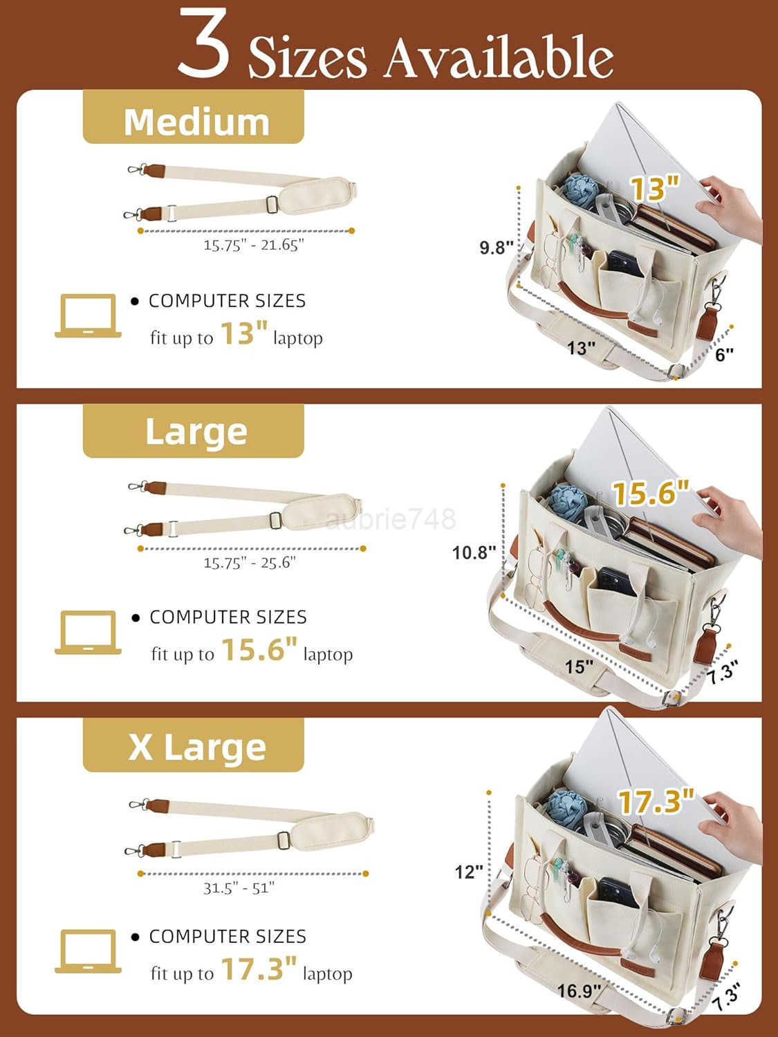 Canvas Tote Bag for Women with Zipper Closure Individual Compartments for Work College for Teacher Nurse M250904