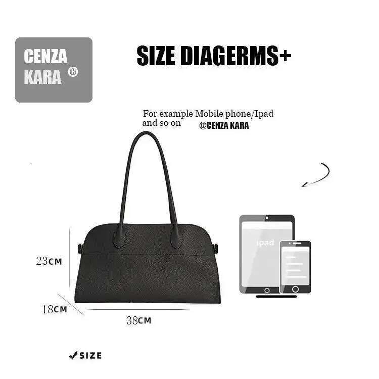 Horizontal Cowhide Commuter Tote Bag Soft Large Capacity Handbag