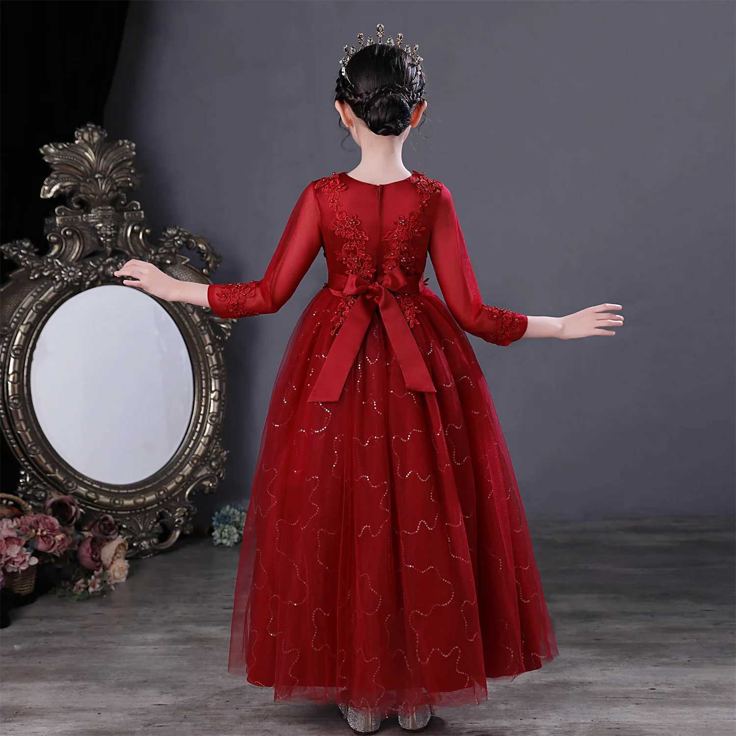 3-12 Years Baby Girl Princess Dress Party Ball Gown Wedding Lace Dresses Kids Christmas Bridesmaid Costume Birthday Party Dress Z250904