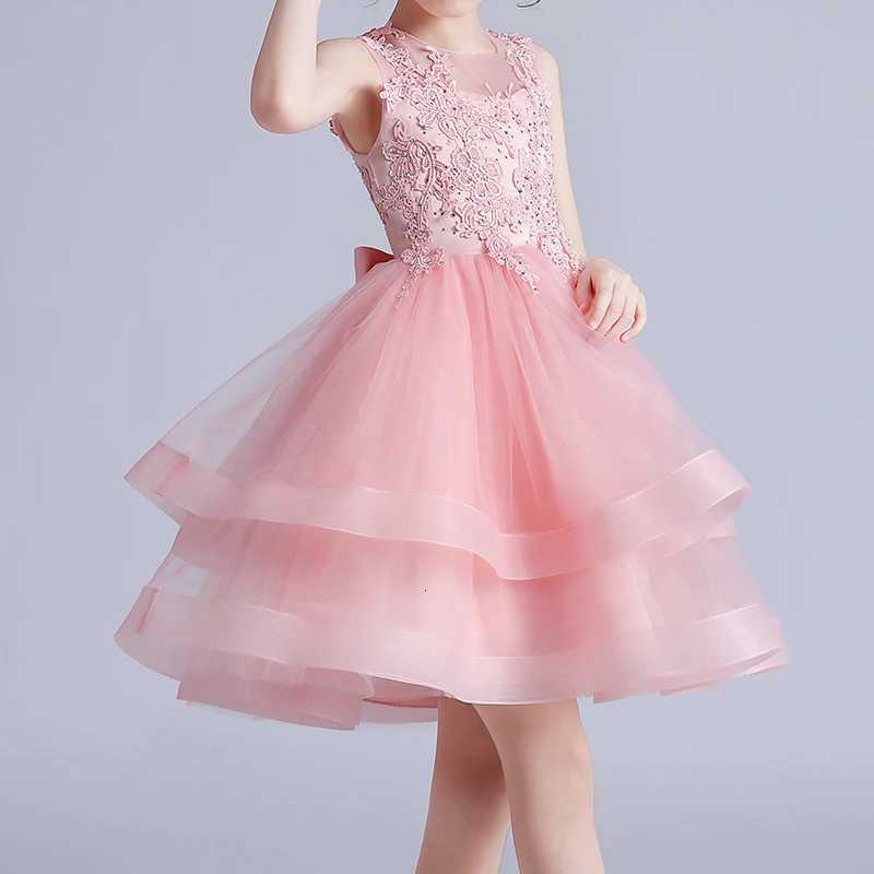 1281 Kids Girl Princess Dress Baby Girl Mesh Sleeveless Dresses Childrens White Wedding Ceremony Gown Z250904