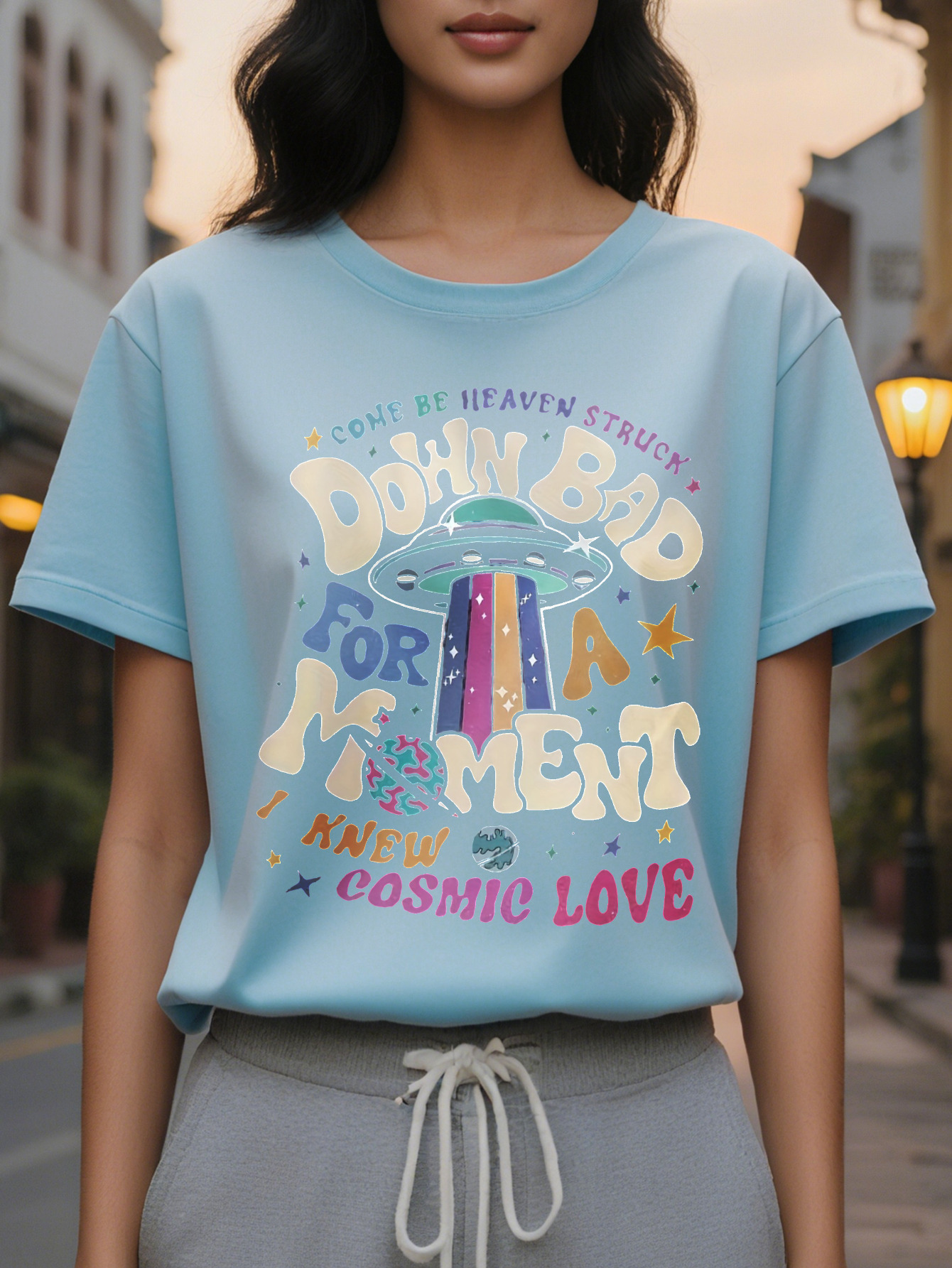 European American Fashion Front and Back Print Women's T-Shirt