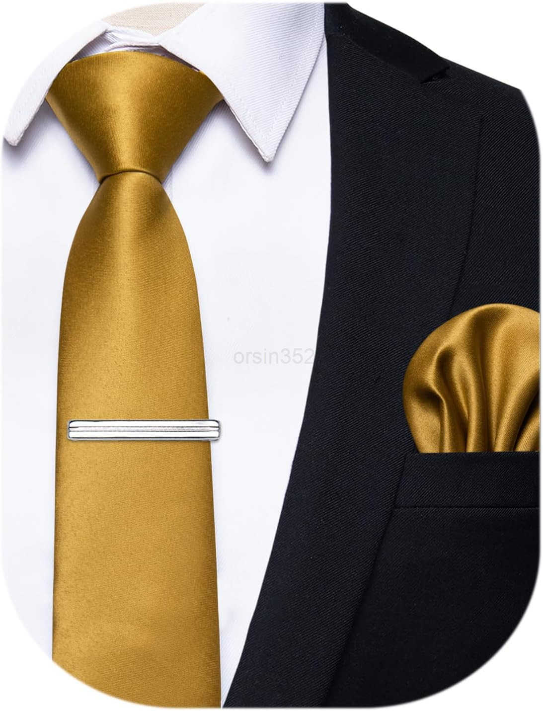 Ties for Men Satin 24 Slim Necktie with Pocket Square Tie Clip Set Solid Color Wedding Party BusinessW250904