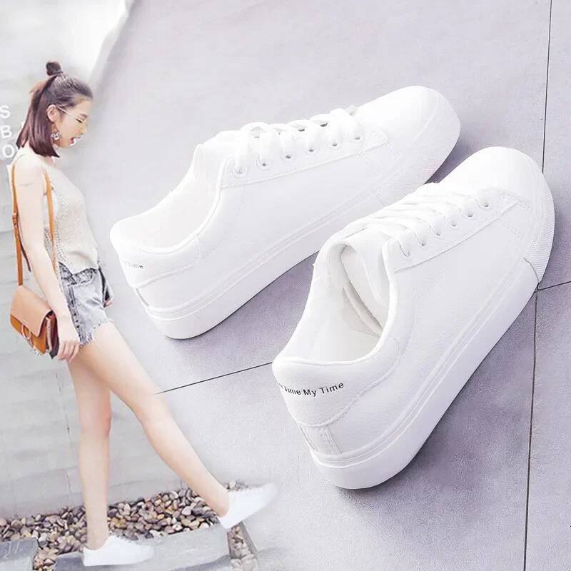 Women Sneakers Fashion Breathble Vulcanized Pu Leather Platform White Lace Up Casual Shoes Zapatos Mujer ddmysaturn
