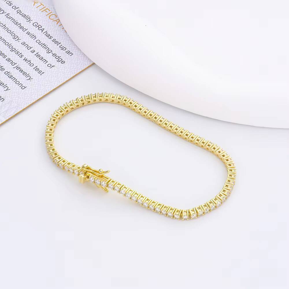 Hot Sale 925 Silver Bracelet Men Tennis Chain 2mm D Color VVS Moissanite Bracelet Hip Hop Style Jewelry