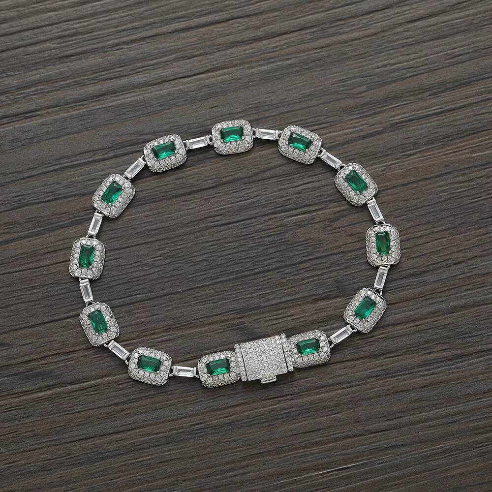 BB049 Unisex Cuban chain 925 silver inlaid diamond necklace; Hip-hop bracelet