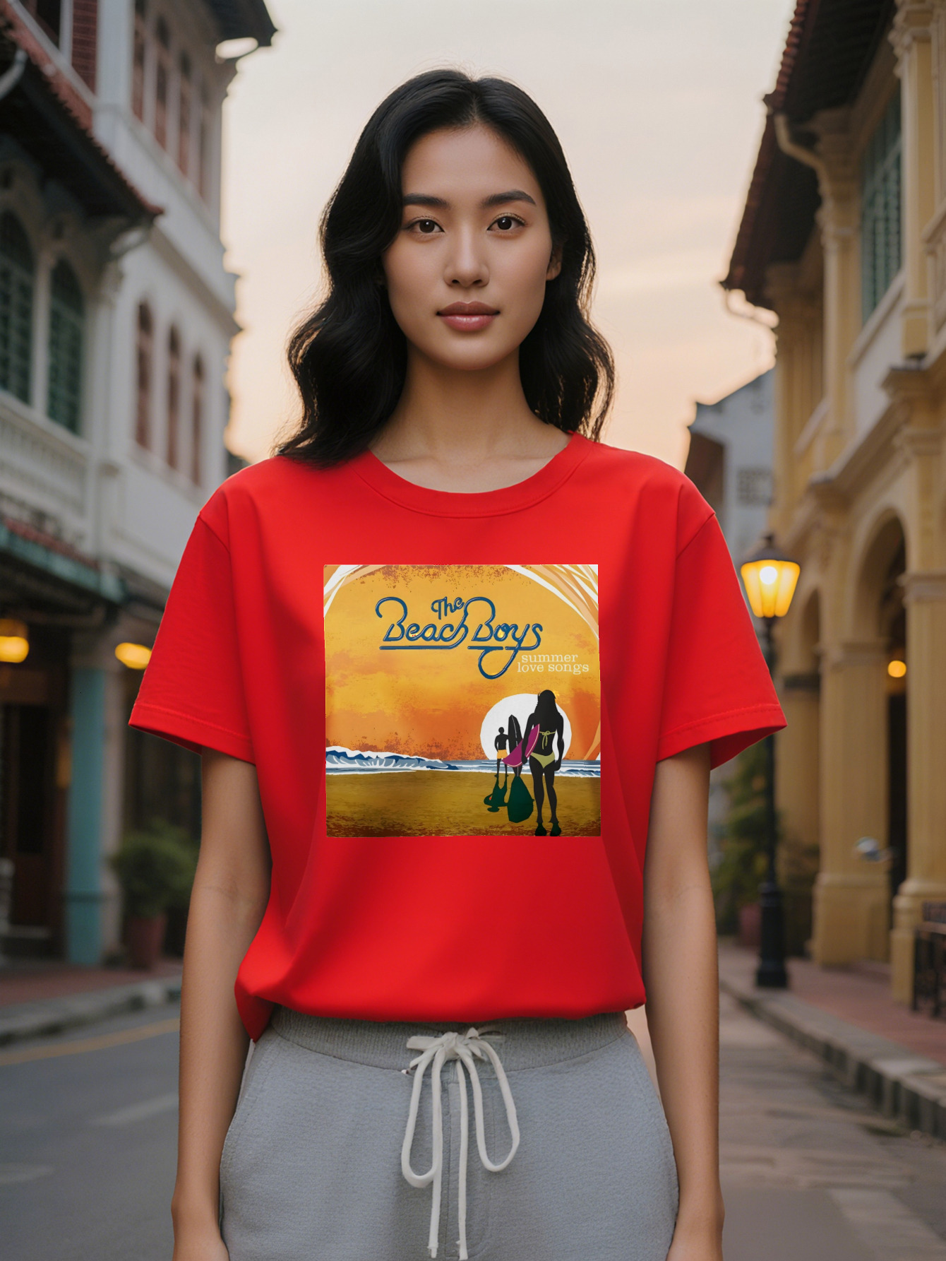 Large XL Casual Graphic T-Shirt The Boys Love Songs Retro Scene Print Black Round Neck Tee Breathable Summer Shirt hine Plus Size