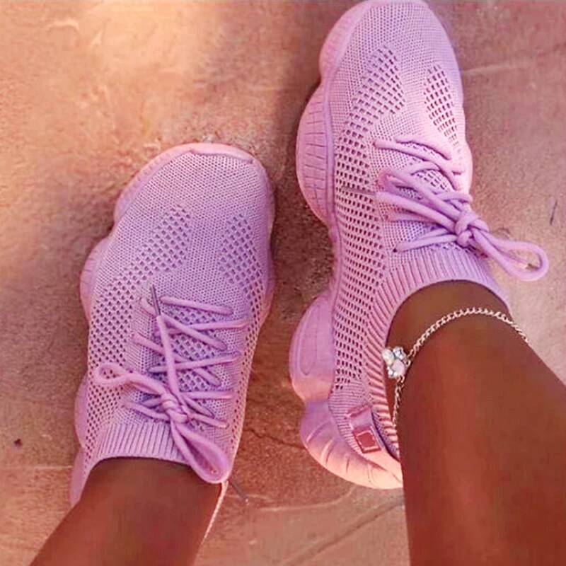 Women's 2024 New Fashion Breathable Trainers Comfortable Sneakers Mesh Fabric Lace Up Female Footwear Women Shoes ddmysaturn