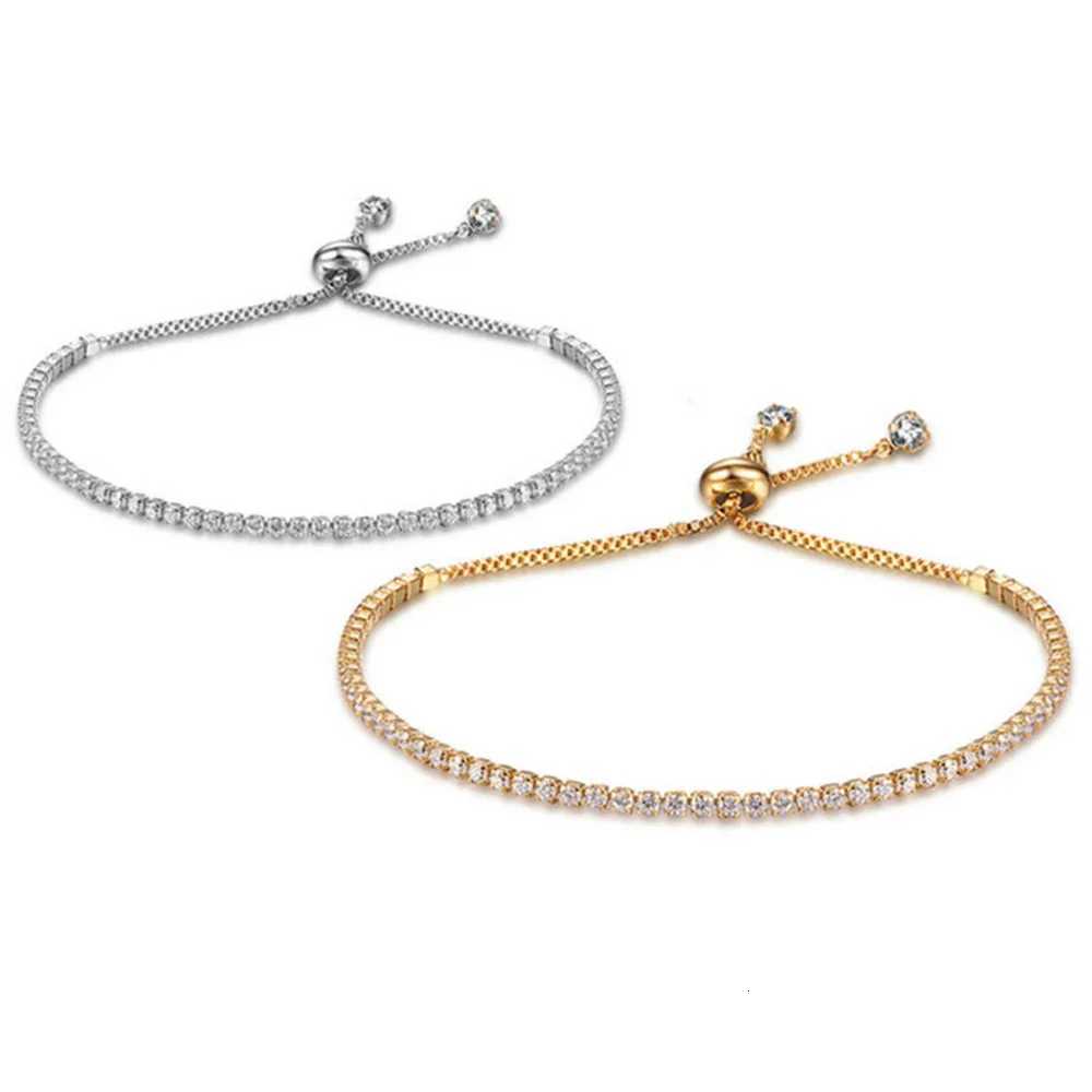 Fashion Charm CZ Tennis Bracelet for Women Crystal Zircon Jewelry Adjustable Gold Color Silver Color Box Chain Bracelets GiftXJ250904
