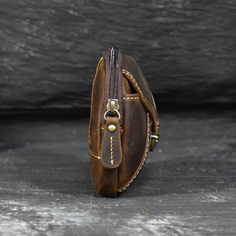 Real Cowhide Waist Genuine Leather Retro Cell Phone Men Double Layer Clutch Bag Wallet Casual Male Fanny Pack Hip high-quality